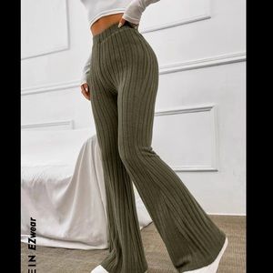 Fuzzy Green Flared Pants from Shein